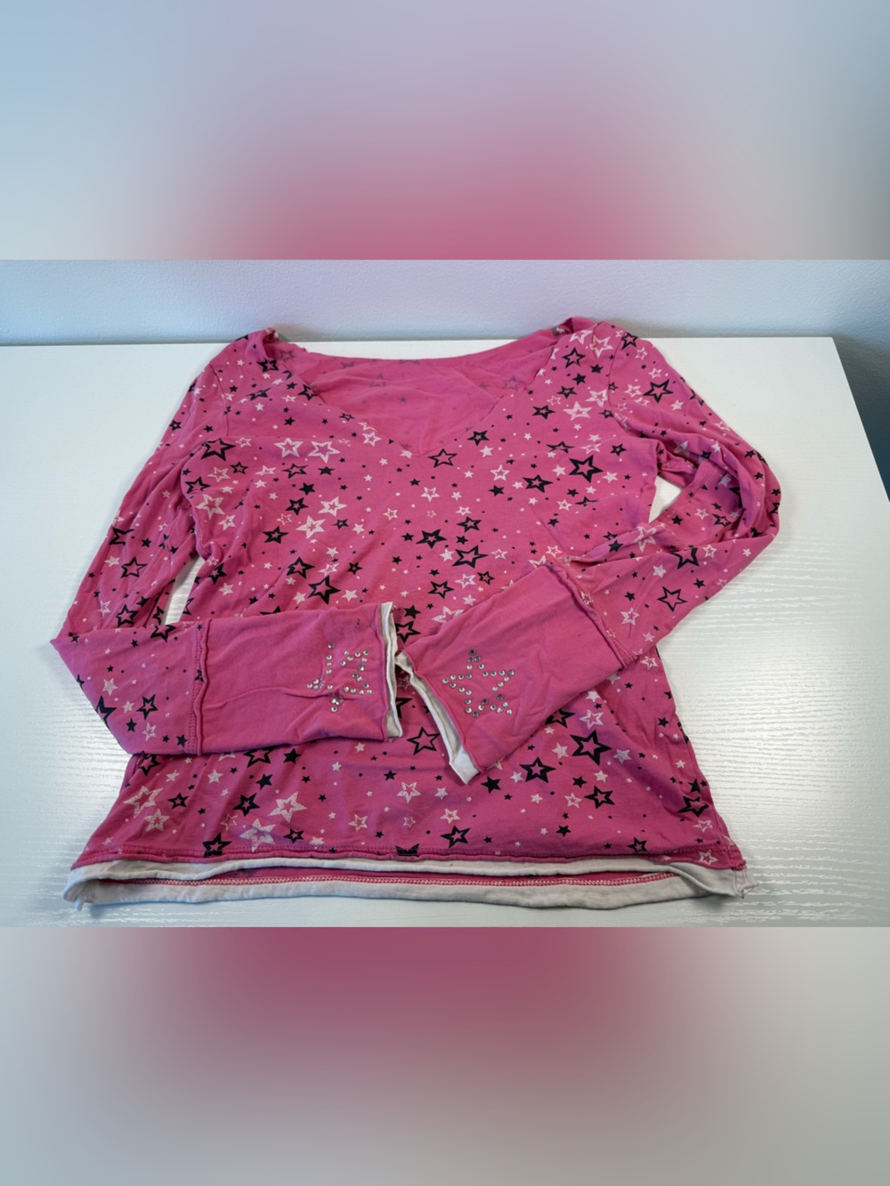 Source Unknown Pink Star-Print Long Sleeve Tee